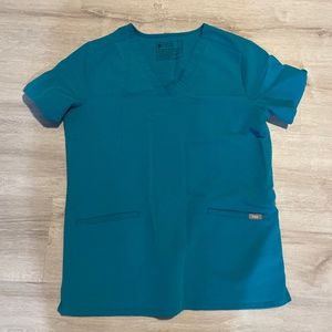 FIGS Casma Three Pocket Scrub Top TEAL  - Small